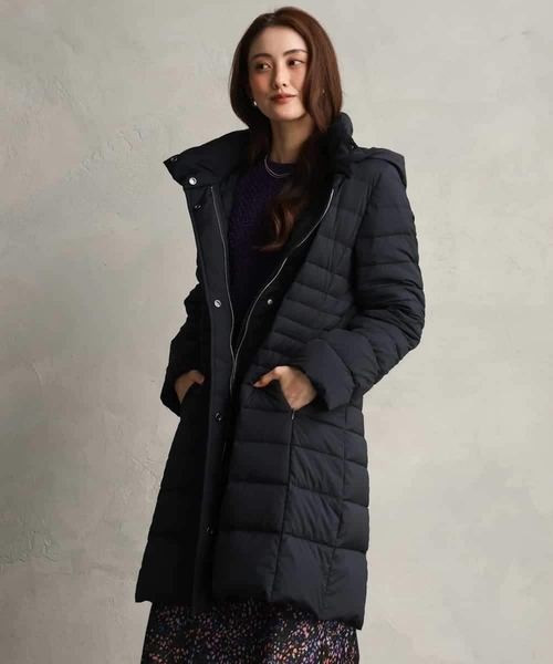 MICHEL KLEIN（ミッシェル・クラン）の「[定番人気]ストレッチロングダウンコート（ダウンジャケット/コート・レディース・ブラック/ライトグレー/ネイビー・40/38）」の2枚目の写真