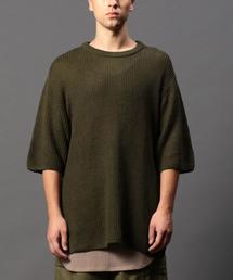 MONKEY TIME | ＜monkey time＞  C/L サイドジップ ワイド クルーネックニット ショートスリーブ(ニット/セーター)