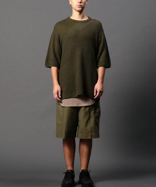 MONKEY TIME（モンキータイム）の「＜monkey time＞  C/L サイドジップ ワイド クルーネックニット ショートスリーブ◆（ニット/セーター・メンズ・ダークグレー/オリーブ・X-LARGE/LARGE/MEDIUM/SMALL）」の5枚目の写真