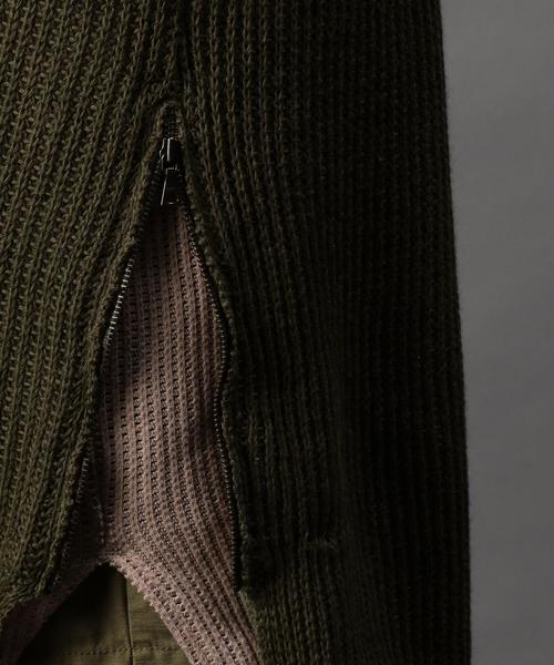 MONKEY TIME（モンキータイム）の「＜monkey time＞  C/L サイドジップ ワイド クルーネックニット ショートスリーブ◆（ニット/セーター・メンズ・ダークグレー/オリーブ・X-LARGE/LARGE/MEDIUM/SMALL）」の10枚目の写真