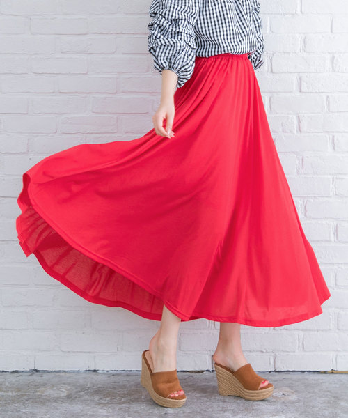 夢展望（ユメテンボウ）の「選べるボリュームたっぷりサーキュラーガウチョマキシワイドパンツ＆マキシスカート（その他パンツ・レディース・ライトブラック/シルバーグレー/ウッド/クリアレッド/ピンク/ブルー/ネイビー/ライトベージュ/カーキ/グリーン系その他/ブラウン系その他/ブルー系その他/グレー系その他/ブルー系その他2/ベージュ系その他/レッド系その他/ブラック系その他・X-LARGE/LARGE/MEDIUM）」の16枚目の写真