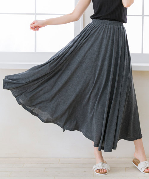 夢展望（ユメテンボウ）の「選べるボリュームたっぷりサーキュラーガウチョマキシワイドパンツ＆マキシスカート（その他パンツ・レディース・ライトブラック/シルバーグレー/ウッド/クリアレッド/ピンク/ブルー/ネイビー/ライトベージュ/カーキ/グリーン系その他/ブラウン系その他/ブルー系その他/グレー系その他/ブルー系その他2/ベージュ系その他/レッド系その他/ブラック系その他・X-LARGE/LARGE/MEDIUM）」の5枚目の写真