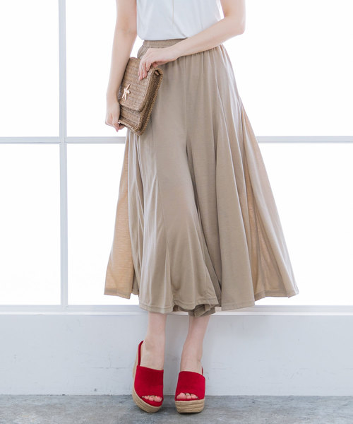 夢展望（ユメテンボウ）の「選べるボリュームたっぷりサーキュラーガウチョマキシワイドパンツ＆マキシスカート（その他パンツ・レディース・ライトブラック/シルバーグレー/ウッド/クリアレッド/ピンク/ブルー/ネイビー/ライトベージュ/カーキ/グリーン系その他/ブラウン系その他/ブルー系その他/グレー系その他/ブルー系その他2/ベージュ系その他/レッド系その他/ブラック系その他・X-LARGE/LARGE/MEDIUM）」の7枚目の写真