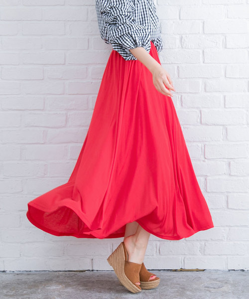 夢展望（ユメテンボウ）の「選べるボリュームたっぷりサーキュラーガウチョマキシワイドパンツ＆マキシスカート（その他パンツ・レディース・ライトブラック/シルバーグレー/ウッド/クリアレッド/ピンク/ブルー/ネイビー/ライトベージュ/カーキ/グリーン系その他/ブラウン系その他/ブルー系その他/グレー系その他/ブルー系その他2/ベージュ系その他/レッド系その他/ブラック系その他・X-LARGE/LARGE/MEDIUM）」の17枚目の写真