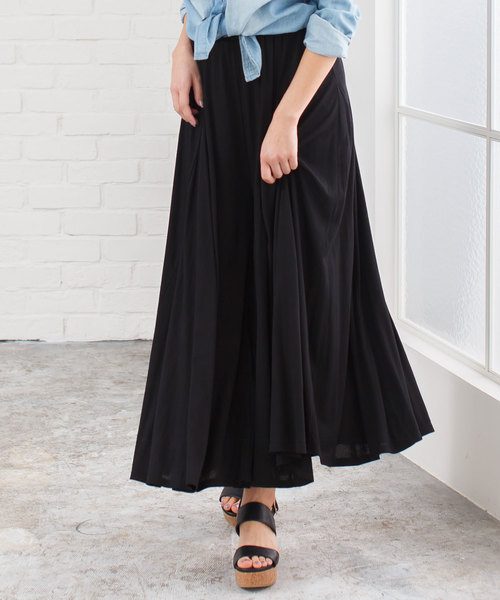 夢展望（ユメテンボウ）の「選べるボリュームたっぷりサーキュラーガウチョマキシワイドパンツ＆マキシスカート（その他パンツ・レディース・ライトブラック/シルバーグレー/ウッド/クリアレッド/ピンク/ブルー/ネイビー/ライトベージュ/カーキ/グリーン系その他/ブラウン系その他/ブルー系その他/グレー系その他/ブルー系その他2/ベージュ系その他/レッド系その他/ブラック系その他・X-LARGE/LARGE/MEDIUM）」の3枚目の写真