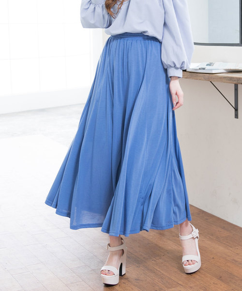 夢展望（ユメテンボウ）の「選べるボリュームたっぷりサーキュラーガウチョマキシワイドパンツ＆マキシスカート（その他パンツ・レディース・ライトブラック/シルバーグレー/ウッド/クリアレッド/ピンク/ブルー/ネイビー/ライトベージュ/カーキ/グリーン系その他/ブラウン系その他/ブルー系その他/グレー系その他/ブルー系その他2/ベージュ系その他/レッド系その他/ブラック系その他・X-LARGE/LARGE/MEDIUM）」の12枚目の写真