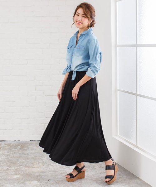 夢展望（ユメテンボウ）の「選べるボリュームたっぷりサーキュラーガウチョマキシワイドパンツ＆マキシスカート（その他パンツ・レディース・ライトブラック/シルバーグレー/ウッド/クリアレッド/ピンク/ブルー/ネイビー/ライトベージュ/カーキ/グリーン系その他/ブラウン系その他/ブルー系その他/グレー系その他/ブルー系その他2/ベージュ系その他/レッド系その他/ブラック系その他・X-LARGE/LARGE/MEDIUM）」の22枚目の写真