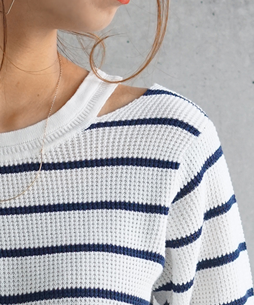 laboratory work（ラボラトリーワーク）の「ストラップ使いニットプルオーバー（ニット/セーター・レディース・その他3/グリーン/ピンクベージュ・MEDIUM）」の13枚目の写真