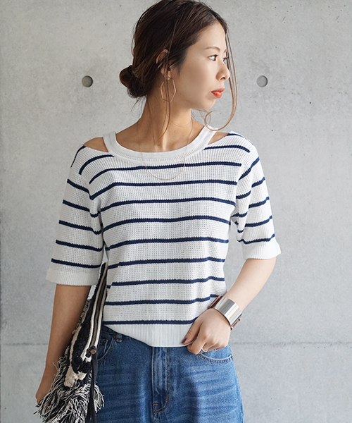 laboratory work（ラボラトリーワーク）の「ストラップ使いニットプルオーバー（ニット/セーター・レディース・その他3/グリーン/ピンクベージュ・MEDIUM）」の14枚目の写真