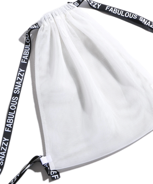 WEGO（ウィゴー）の「WEGO/プチプラメッシュナップザック（バックパック/リュック・レディース・ライム/ピンク/イエロー/オレンジ/ホワイト/ブラック/ブルー/グリーン/レッド/ライトピンク・FREE）」の2枚目の写真