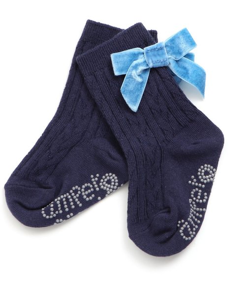 Ampersand（アンパサンド）の「女の子リボン付きソックス（ソックス/靴下・キッズ・ブラック/ネイビー/サーモンピンク・12/15 /18/21）」の3枚目の写真