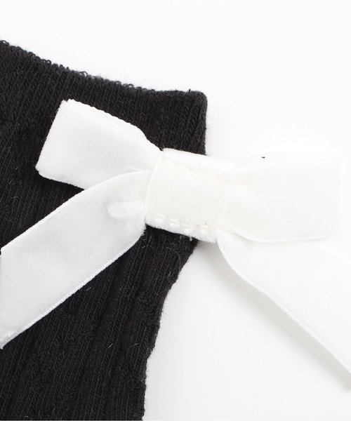 Ampersand（アンパサンド）の「女の子リボン付きソックス（ソックス/靴下・キッズ・ブラック/ネイビー/サーモンピンク・12/15 /18/21）」の7枚目の写真