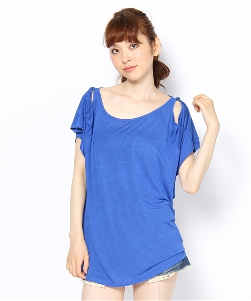 LOVE BOAT(ラブ・ボート)の「肩アキ2WAY TOPS(Tシャツ/カットソー・レディース・ブルー系/ブラック系/ホワイト系・FREE)」の8枚目の写真