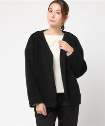 earth music&ecology | ・ボアショートコート(ノーカラージャケット)