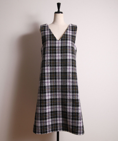 Nostalgia アンドドットノスタルジア の ツイードチェックワンピース ワンピース Wear