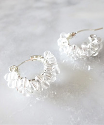 【marinaJEWELRY】SV925SF/Crystal Quartz wrapped pierced earring