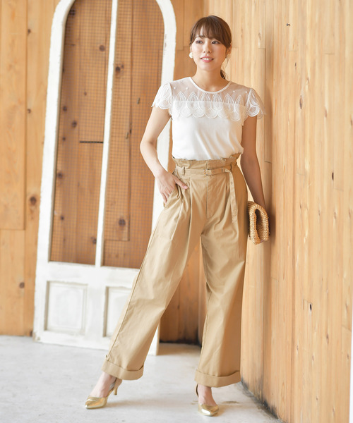 rps（アールピーエス）の「オーバーレーステレコ半袖カットプルオーバー（Tシャツ/カットソー・レディース・オフホワイト/ブラック・M）」の4枚目の写真