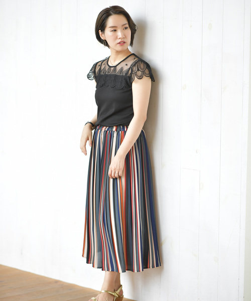 rps（アールピーエス）の「オーバーレーステレコ半袖カットプルオーバー（Tシャツ/カットソー・レディース・オフホワイト/ブラック・M）」の5枚目の写真