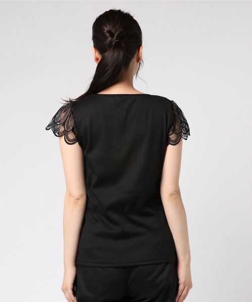 rps（アールピーエス）の「オーバーレーステレコ半袖カットプルオーバー（Tシャツ/カットソー・レディース・オフホワイト/ブラック・M）」の7枚目の写真