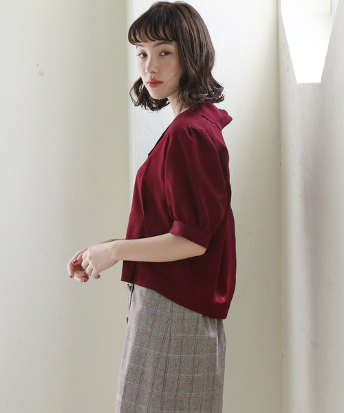 OLIVE des OLIVE（オリーブデオリーブ）の「スカラップ襟ブラウス（シャツ/ブラウス・レディース・オフホワイト/ベージュ/ボルドー・FREE）」の6枚目の写真