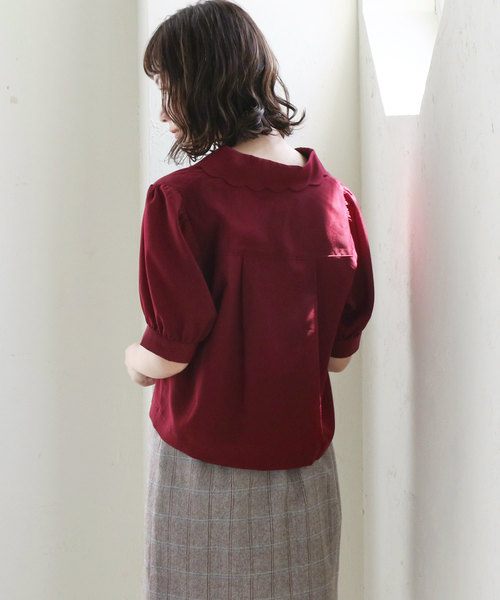 OLIVE des OLIVE（オリーブデオリーブ）の「スカラップ襟ブラウス（シャツ/ブラウス・レディース・オフホワイト/ベージュ/ボルドー・FREE）」の7枚目の写真