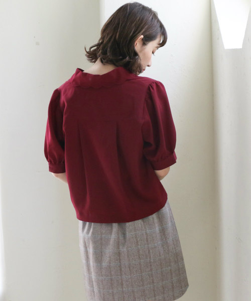 OLIVE des OLIVE（オリーブデオリーブ）の「スカラップ襟ブラウス（シャツ/ブラウス・レディース・オフホワイト/ベージュ/ボルドー・FREE）」の9枚目の写真