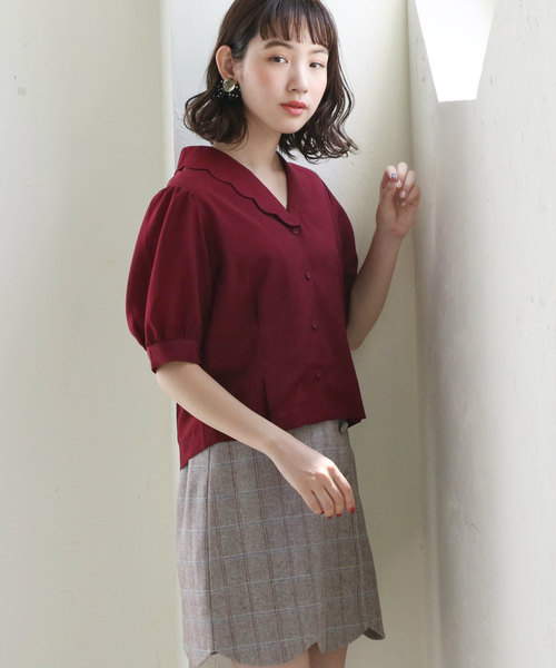 OLIVE des OLIVE（オリーブデオリーブ）の「スカラップ襟ブラウス（シャツ/ブラウス・レディース・オフホワイト/ベージュ/ボルドー・FREE）」の11枚目の写真