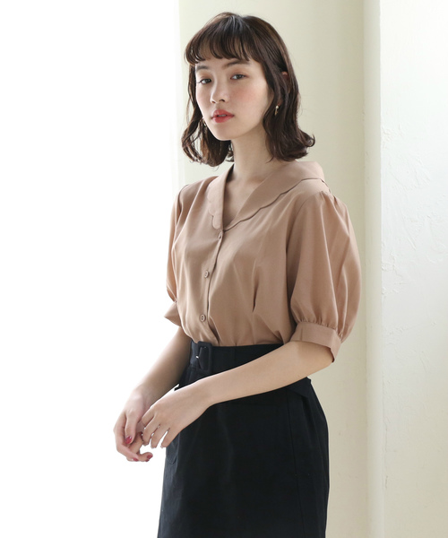 OLIVE des OLIVE（オリーブデオリーブ）の「スカラップ襟ブラウス（シャツ/ブラウス・レディース・オフホワイト/ベージュ/ボルドー・FREE）」の20枚目の写真