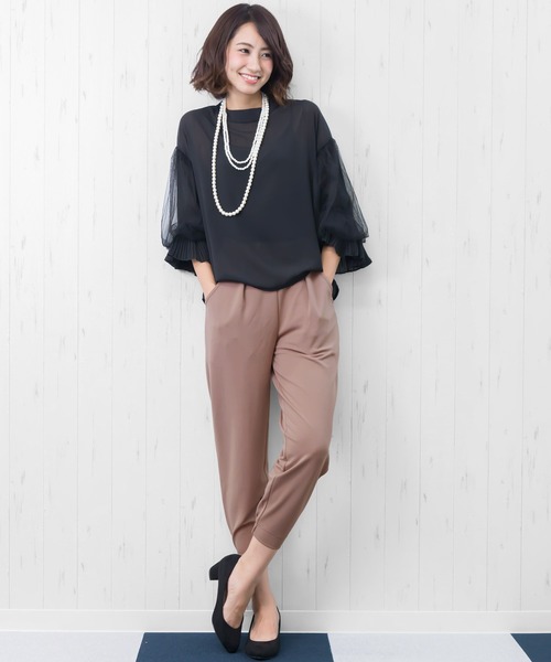 mili an deni（ミリアンデニ）の「ペアスキンジョガーパンツ（その他パンツ・レディース・アイボリー/スミクロ/ブラック/チャコールグレー/ダークグリーン/アッシュグレー/ネイビー/ワイン/ダークグレー/エメラルド/オフホワイト/ピンク/ブルー・L/LL/M）」の19枚目の写真