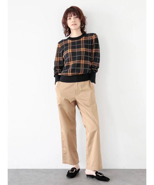 YECCA VECCA(イェッカヴェッカ)の「チェック柄ニットプルオーバー(ニット/セーター・レディース・グリーン/オフホワイト/キャメル・FREE)」の8枚目の写真