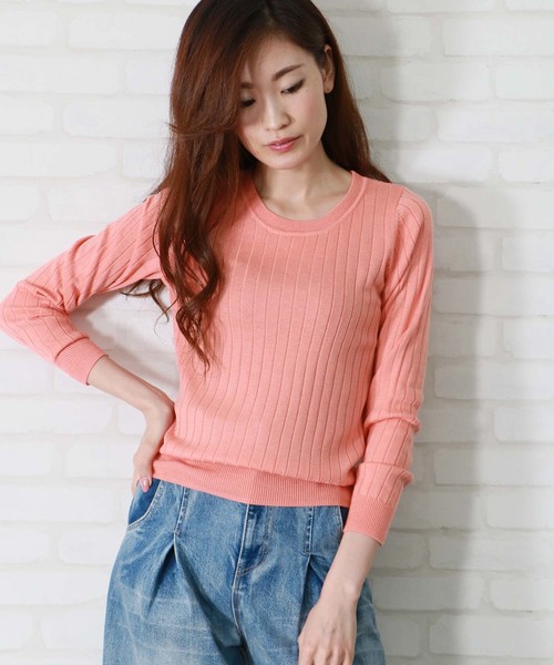HER CLOSET(ハークローゼット)の「【HERCLOSET】クルーネックワイドリブベーシックニット(ニット/セーター・レディース・ホワイト/ライトブルー/ブラック/パープル/ネイビー/グレー/オリーブ/イエロー/ラベンダー/サーモンピンク・M)」の10枚目の写真