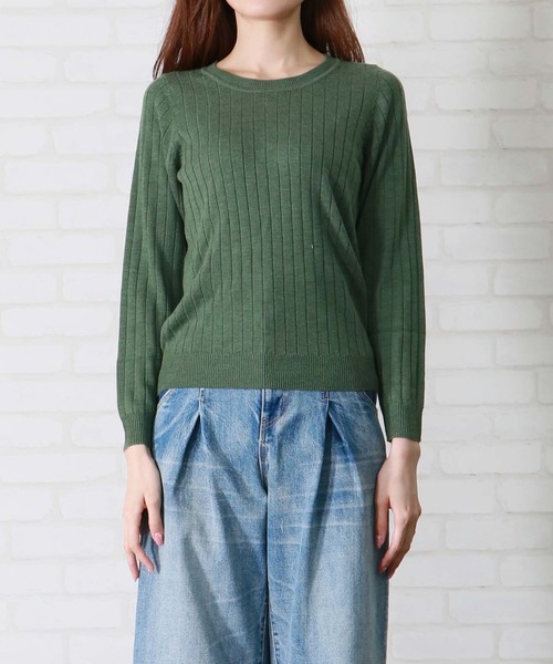 HER CLOSET(ハークローゼット)の「【HERCLOSET】クルーネックワイドリブベーシックニット(ニット/セーター・レディース・ホワイト/ライトブルー/ブラック/パープル/ネイビー/グレー/オリーブ/イエロー/ラベンダー/サーモンピンク・M)」の11枚目の写真