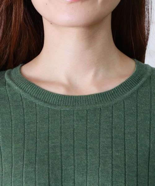 HER CLOSET(ハークローゼット)の「【HERCLOSET】クルーネックワイドリブベーシックニット(ニット/セーター・レディース・ホワイト/ライトブルー/ブラック/パープル/ネイビー/グレー/オリーブ/イエロー/ラベンダー/サーモンピンク・M)」の14枚目の写真
