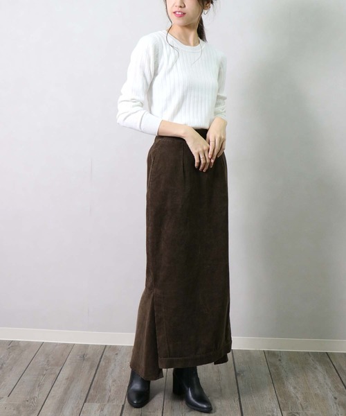 HER CLOSET(ハークローゼット)の「【HERCLOSET】クルーネックワイドリブベーシックニット(ニット/セーター・レディース・ホワイト/ライトブルー/ブラック/パープル/ネイビー/グレー/オリーブ/イエロー/ラベンダー/サーモンピンク・M)」の22枚目の写真