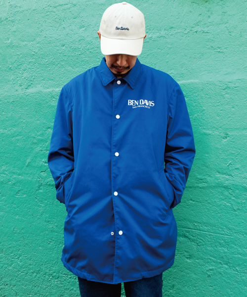 BEN DAVIS/PROJECT LINE（ベンデイビスプロジェクトライン）の「BENDAVIS PROJECTLINE LONG COACH JACKET/ベンデイビス ロング丈コーチジャケット（ナイロンジャケット・メンズ・ブラック/ベージュ/ネイビー/ブルー・MEDIUM/LARGE/X-LARGE）」の4枚目の写真