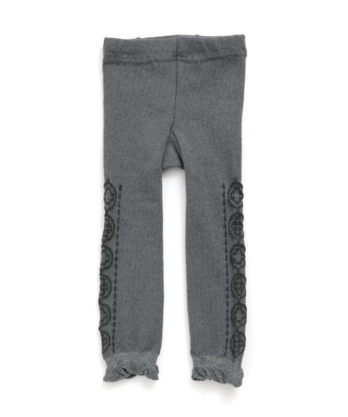 Ampersand（アンパサンド）の「お花ラインのフリルスパッツ 10分丈（レギンス/スパッツ・キッズ・グレー/アイボリー/レッド・90/100/80/120/140/110）」の3枚目の写真