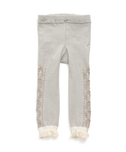 Ampersand（アンパサンド）の「お花ラインのフリルスパッツ 10分丈（レギンス/スパッツ・キッズ・グレー/アイボリー/レッド・90/100/80/120/140/110）」の2枚目の写真