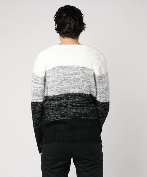 VENCEEXCHANGE（ヴァンスエクスチェンジ）の「フェザー前身ケーブルニットプルオーバー（ニット/セーター・メンズ・ホワイト/ブラック/ワインレッド・M/L）」の5枚目の写真