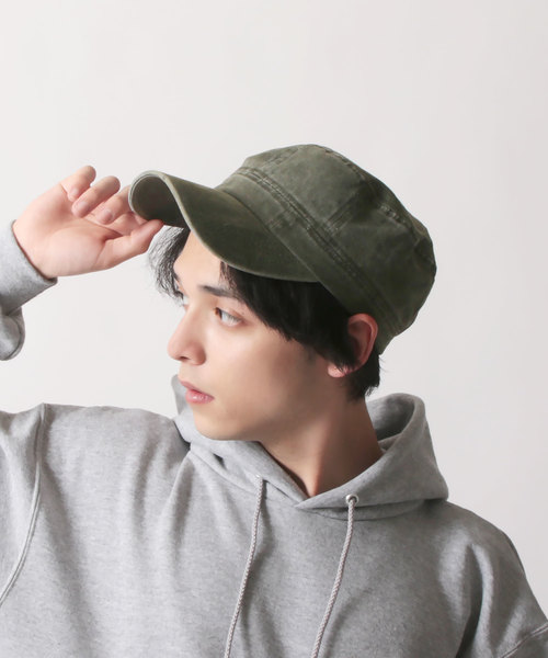 SHISKY（シスキー）の「ピグメント加工 ツイルワークキャップ（キャップ・メンズ・ブラック/ベージュ/カーキ/ネイビー・FREE）」の3枚目の写真