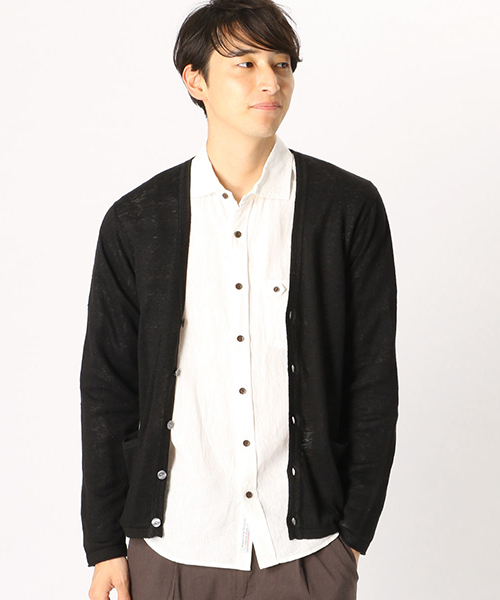 COMME CA ISM（コムサイズム）の「リネン Vネックカーディガン（カーディガン/ボレロ・メンズ・サックスブルー/ブラック/ライトグレー/グリーン・X-LARGE/MEDIUM/LARGE）」の2枚目の写真