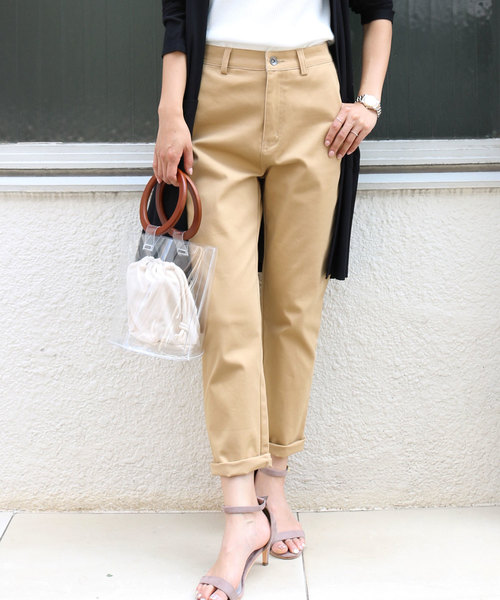 and Me(アンドミー)の「ストレッチツイルチノロングパンツ(チノパンツ)」|ベージュ