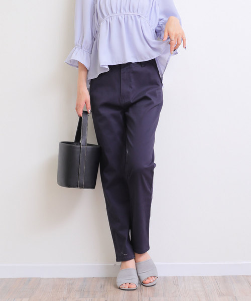 andme(アンドミー)の「ストレッチツイルチノロングパンツ(チノパンツ・レディース・チャコールグレー/ブラック/ベージュ/ネイビー/カーキ・M/L)」の5枚目の写真