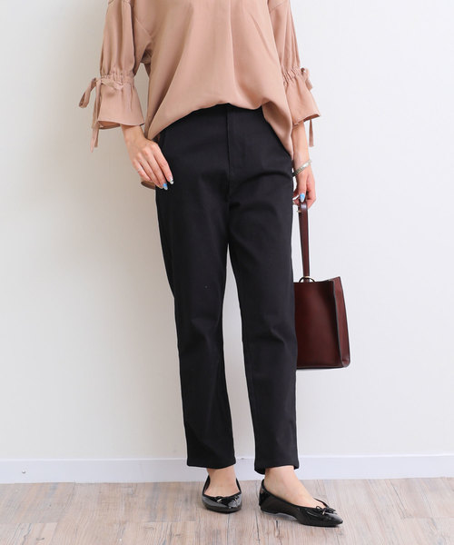 andme(アンドミー)の「ストレッチツイルチノロングパンツ(チノパンツ・レディース・チャコールグレー/ブラック/ベージュ/ネイビー/カーキ・M/L)」の2枚目の写真