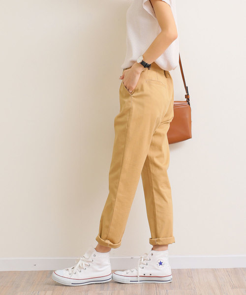 andme(アンドミー)の「ストレッチツイルチノロングパンツ(チノパンツ・レディース・チャコールグレー/ブラック/ベージュ/ネイビー/カーキ・M/L)」の8枚目の写真