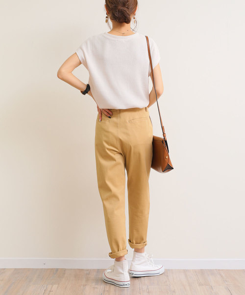 andme(アンドミー)の「ストレッチツイルチノロングパンツ(チノパンツ・レディース・チャコールグレー/ブラック/ベージュ/ネイビー/カーキ・M/L)」の9枚目の写真