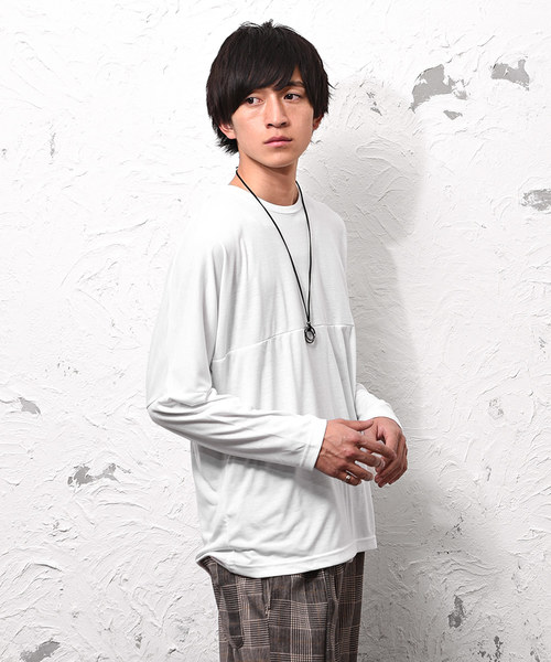 MinoriTY（マイノリティ）の「3点セット/TRドルマンロンT+タンクトップ+ネックレス アンサンブル（Tシャツ/カットソー・メンズ・ホワイト/チャコールグレー/ブラック/ピンク・M/L/XL）」の3枚目の写真