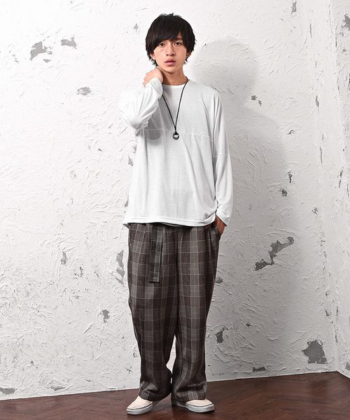 MinoriTY（マイノリティ）の「3点セット/TRドルマンロンT+タンクトップ+ネックレス アンサンブル（Tシャツ/カットソー・メンズ・ホワイト/チャコールグレー/ブラック/ピンク・M/L/XL）」の7枚目の写真