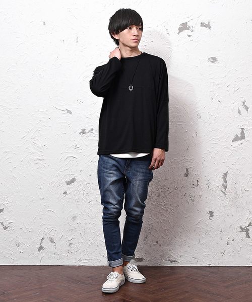 MinoriTY（マイノリティ）の「3点セット/TRドルマンロンT+タンクトップ+ネックレス アンサンブル（Tシャツ/カットソー・メンズ・ホワイト/チャコールグレー/ブラック/ピンク・M/L/XL）」の20枚目の写真