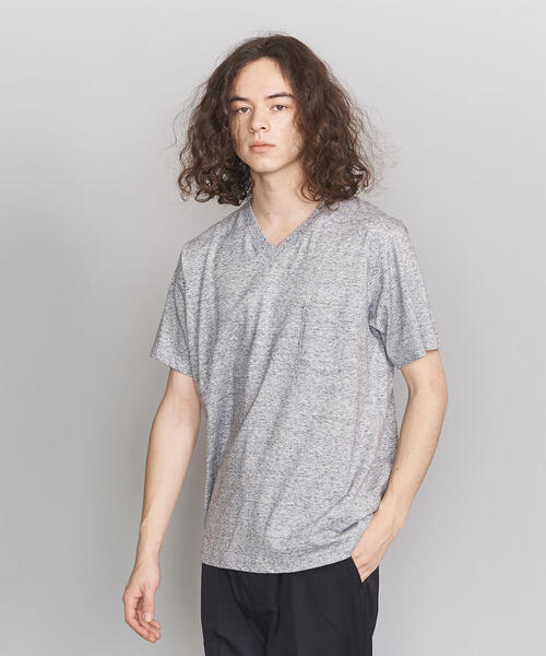 BEAUTY&YOUTH UNITED ARROWS（ビューティーアンドユースユナイテッドアローズ）の「BY クリスピーコットン １ポケット Vネック Tシャツ（Tシャツ/カットソー・メンズ・ホワイト/ブラック/ベージュ/グレー/ピンク・SMALL/MEDIUM/LARGE/X-LARGE）」の3枚目の写真