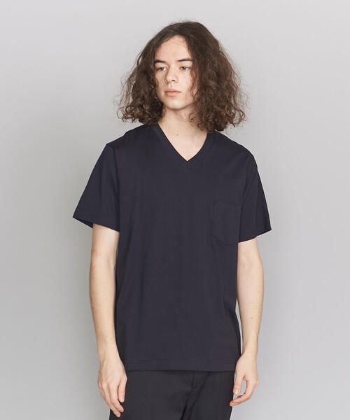 BEAUTY&YOUTH UNITED ARROWS（ビューティーアンドユースユナイテッドアローズ）の「BY クリスピーコットン １ポケット Vネック Tシャツ（Tシャツ/カットソー・メンズ・ホワイト/ブラック/ベージュ/グレー/ピンク・SMALL/MEDIUM/LARGE/X-LARGE）」の2枚目の写真